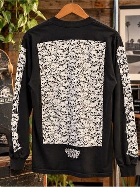 Lurking Class by Sketchy Tank Skull Graphic Long Sleeve Shirt Small Black